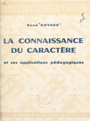 cover image of La connaissance du caractère et ses applications pédagogiques